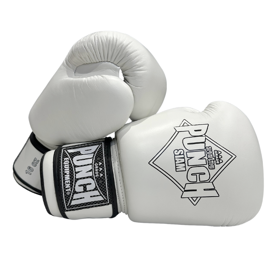 BOXING GLOVES - Siam™ - LEATHER - WHITE - 16OZ